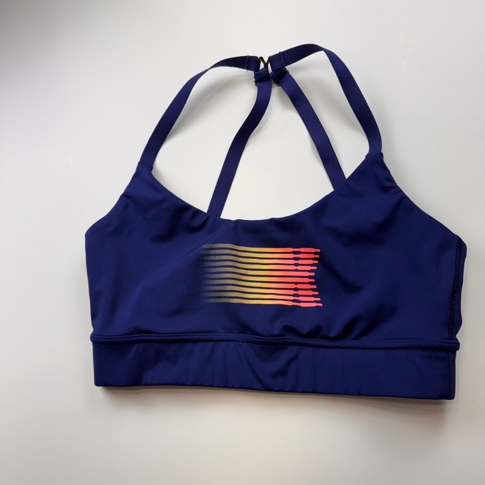 Savage X Fenty Womens Navy Blue Sunset Graphic Sports Bra Size L Activewear‎